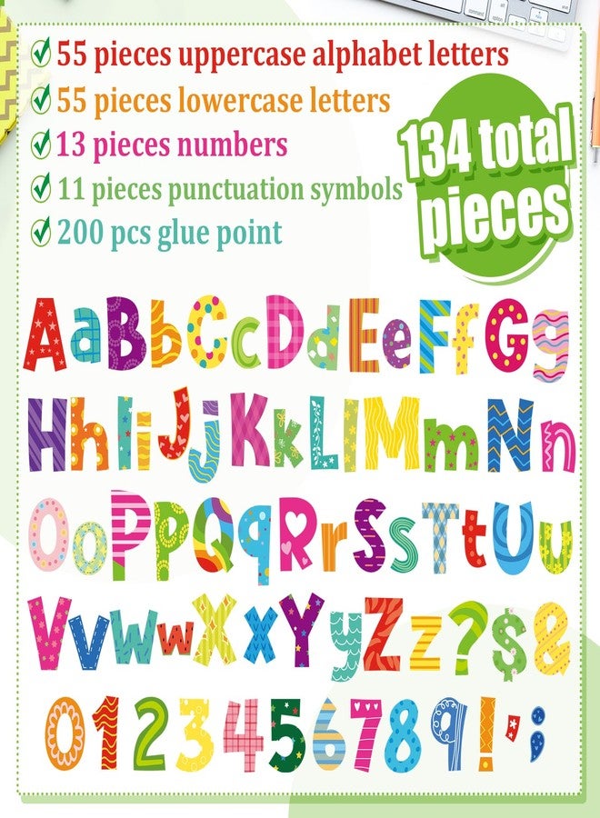 Hedeey 134 PCS 5 Inch Bulletin Board Letters Alphabet Numbers Combo Set Colorful Punctuation Letter Cutouts for Bulletin Board Classroom Wall Display Home Decor - Image 4